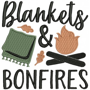 Blankets And Bonfire Camping Filled Machine Embroidery Design Digitized Pattern
